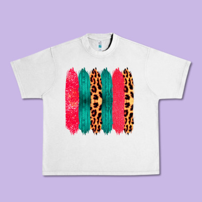 Colored Leopard And Wood Patterned Western Brush Strokes Urban Heavy Tee Designed By Bettercallsaul