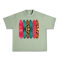 Oil Green Colored Leopard and Wood Patterned Western Brush Strokes Urban Heavy Tee - Bettercallsaul