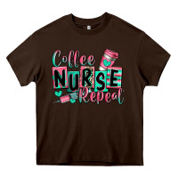 Chocolate Brown coffee nurse repeat Heavy Core Tee - RanaPortraitStore