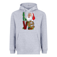 Heather Grey Love With Santa Portrait Heavyweight Hoodie - BundleAndBundleShop