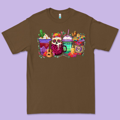 Dia De Los Muertos Coffee Cups Premium Tee Designed By Texasbilliewilder