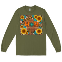 Army Green sunflower gemstone and mom with cowhide Long Sleeve Tee - Artiststas