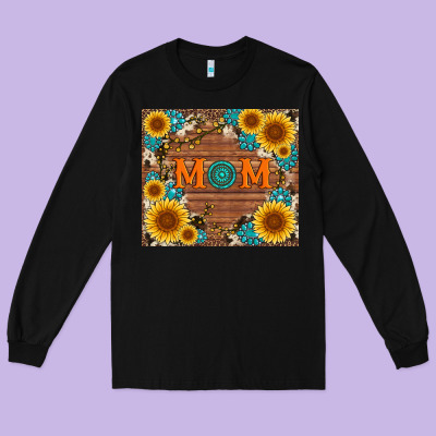 Sunflower Gemstone And Mom With Cowhide Long Sleeve Tee Designed By Artiststas