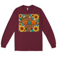 Burgundy sunflower gemstone and mom with cowhide Long Sleeve Tee - Artiststas