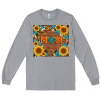 Heather Grey sunflower gemstone and mom with cowhide Long Sleeve Tee - Artiststas