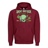 Burgundy saint patrick university Zipper Hoodie - MaliasSmallBusiness