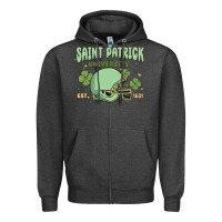 Charcoal Heather saint patrick university Zipper Hoodie - MaliasSmallBusiness