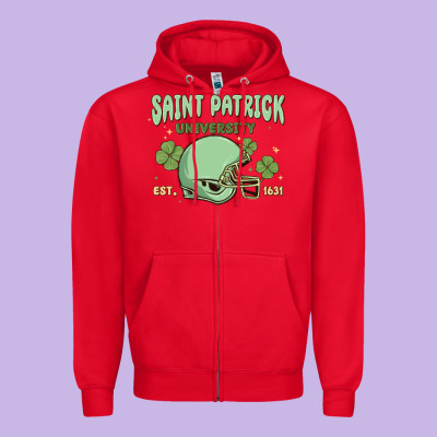Saint Patrick University Zipper Hoodie Designed By Maliassmallbusiness