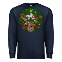 Navy deer christmas Premium Sweatshirt - BundleAndBundleShop