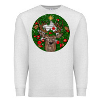Oatmeal Heather deer christmas Premium Sweatshirt - BundleAndBundleShop