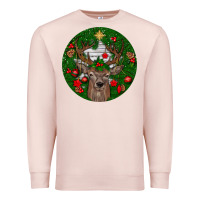 Pale Pink deer christmas Premium Sweatshirt - BundleAndBundleShop