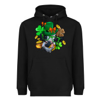 Black St. Patrick Cow Clover Heavyweight Hoodie - BundleAndBundleShop