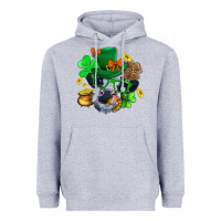 Heather Grey St. Patrick Cow Clover Heavyweight Hoodie - BundleAndBundleShop