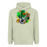 Matcha St. Patrick Cow Clover Heavyweight Hoodie - BundleAndBundleShop