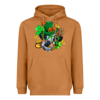 Meerkat St. Patrick Cow Clover Heavyweight Hoodie - BundleAndBundleShop