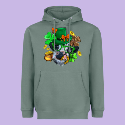 St. Patrick Cow Clover Heavyweight Hoodie Designed By Bundleandbundleshop