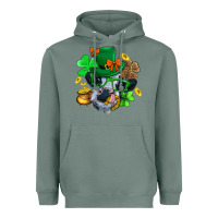 Sage St. Patrick Cow Clover Heavyweight Hoodie - BundleAndBundleShop