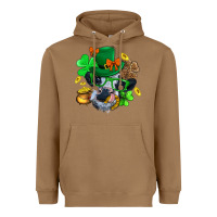 Toasted Coconut St. Patrick Cow Clover Heavyweight Hoodie - BundleAndBundleShop