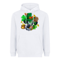 White St. Patrick Cow Clover Heavyweight Hoodie - BundleAndBundleShop