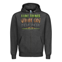 Charcoal Heather i like things that go pew pew Zipper Hoodie - MaliasSmallBusiness