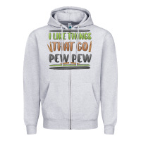 Heather Grey i like things that go pew pew Zipper Hoodie - MaliasSmallBusiness