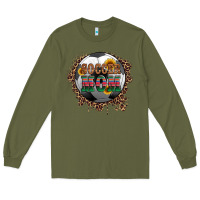 Army Green soccer mom with serape and leopard Long Sleeve Tee - Artiststas