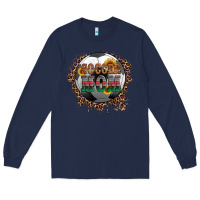Navy soccer mom with serape and leopard Long Sleeve Tee - Artiststas