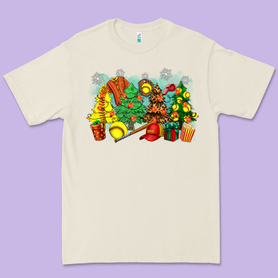 Christmas Trees With Softball Premium Tee Designed By Zillion Design Studio