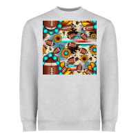 Heather Grey football cowhide sunflower seamless pattern Heavyweight Sweatshirt - JahusDesignShop