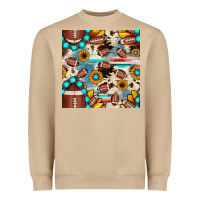 Mushroom football cowhide sunflower seamless pattern Heavyweight Sweatshirt - JahusDesignShop