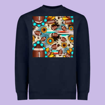 Football Cowhide Sunflower Seamless Pattern Heavyweight Sweatshirt Designed By Jahusdesignshop