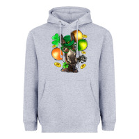 Heather Grey St. Patricks Clovers With Donkey Heavyweight Hoodie - BundleAndBundleShop