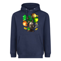 Navy St. Patricks Clovers With Donkey Heavyweight Hoodie - BundleAndBundleShop