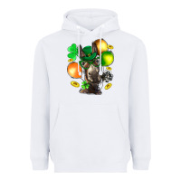 White St. Patricks Clovers With Donkey Heavyweight Hoodie - BundleAndBundleShop