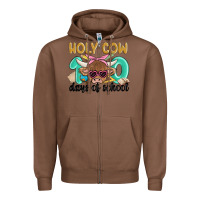 Chestnut holy cow 100 days of school Zipper Hoodie - MaliasSmallBusiness