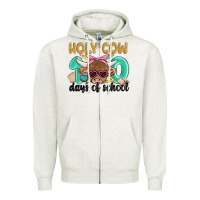 Oatmeal Heather holy cow 100 days of school Zipper Hoodie - MaliasSmallBusiness