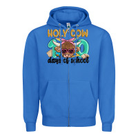True Royal holy cow 100 days of school Zipper Hoodie - MaliasSmallBusiness