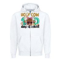 White holy cow 100 days of school Zipper Hoodie - MaliasSmallBusiness