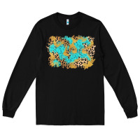 Black glitter leopard turquoise background Long Sleeve Tee - AdoDesignShop