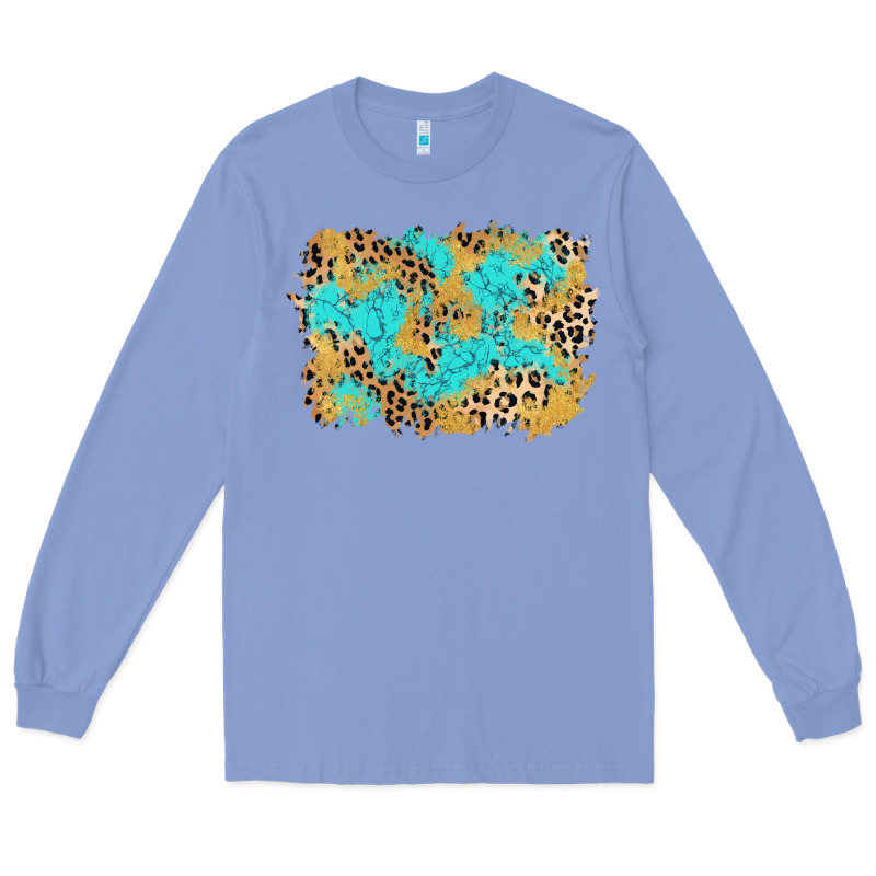 Glitter Leopard Turquoise Background Long Sleeve Tee by AdoDesignShop | Teevron