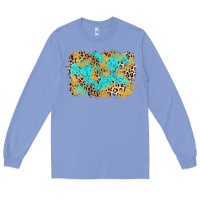 Colony Blue glitter leopard turquoise background Long Sleeve Tee - AdoDesignShop