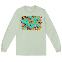 Matcha glitter leopard turquoise background Long Sleeve Tee - AdoDesignShop