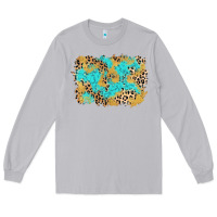 Moon Dust glitter leopard turquoise background Long Sleeve Tee - AdoDesignShop
