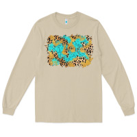 Mushroom glitter leopard turquoise background Long Sleeve Tee - AdoDesignShop