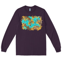 Plum glitter leopard turquoise background Long Sleeve Tee - AdoDesignShop