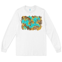 White glitter leopard turquoise background Long Sleeve Tee - AdoDesignShop