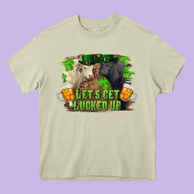 Heavy Core Tee lets get lucked up charolais and black angus bull