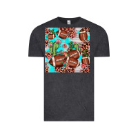 Vintage Black football leopard cactus seamless pattern Vintage Tee - JahusDesignShop