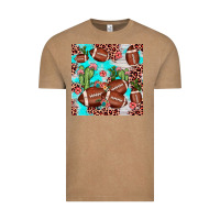Vintage Coffee football leopard cactus seamless pattern Vintage Tee - JahusDesignShop