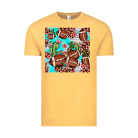 Vintage Mustard football leopard cactus seamless pattern Vintage Tee - JahusDesignShop